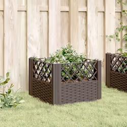 vidaXL Garden Planter with Pegs Raised Bed Outdoor Flower Pot Planter Pot PP - brown, 43,5 x 43,5 x 43,5 cm