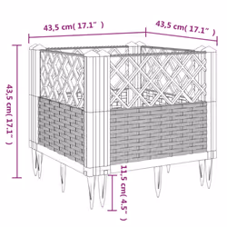 vidaXL Garden Planter with Pegs Raised Bed Outdoor Flower Pot Planter Pot PP - brown, 43,5 x 43,5 x 43,5 cm