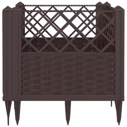 vidaXL Garden Planter with Pegs Raised Bed Outdoor Flower Pot Planter Pot PP - brown, 43,5 x 43,5 x 43,5 cm - Additional view 4