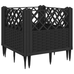 vidaXL Garden Planter with Pegs Raised Bed Outdoor Flower Pot Planter Pot PP - black, 43,5 x 43,5 x 43,5 cm