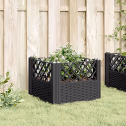 vidaXL Garden Planter with Pegs Raised Bed Outdoor Flower Pot Planter Pot PP - black, 43,5 x 43,5 x 43,5 cm