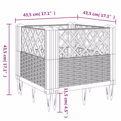 vidaXL Garden Planter with Pegs Raised Bed Outdoor Flower Pot Planter Pot PP - black, 43,5 x 43,5 x 43,5 cm