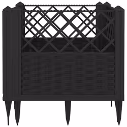 vidaXL Garden Planter with Pegs Raised Bed Outdoor Flower Pot Planter Pot PP - black, 43,5 x 43,5 x 43,5 cm - Additional view 4