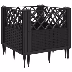 vidaXL Garden Planter with Pegs Raised Bed Outdoor Flower Pot Planter Pot PP - black, 43,5 x 43,5 x 43,5 cm - Additional view 5