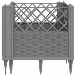 vidaXL Garden Planter with Pegs Raised Bed Outdoor Flower Pot Planter Pot PP - light grey, 43,5 x 43,5 x 43,5 cm - Additional view 4