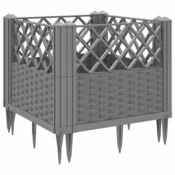 vidaXL Garden Planter with Pegs Raised Bed Outdoor Flower Pot Planter Pot PP - light grey, 43,5 x 43,5 x 43,5 cm - Additional view 5