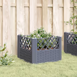 vidaXL Garden Planter with Pegs Raised Bed Outdoor Flower Pot Planter Pot PP - grey, 43,5 x 43,5 x 43,5 cm - Additional view 2