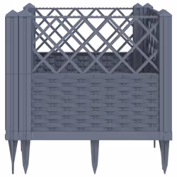 vidaXL Garden Planter with Pegs Raised Bed Outdoor Flower Pot Planter Pot PP - grey, 43,5 x 43,5 x 43,5 cm - Additional view 4