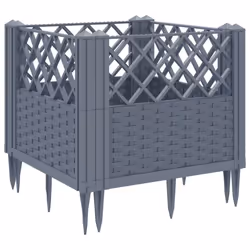 vidaXL Garden Planter with Pegs Raised Bed Outdoor Flower Pot Planter Pot PP - grey, 43,5 x 43,5 x 43,5 cm - Additional view 5