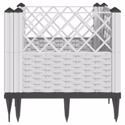 vidaXL Garden Planter with Pegs Raised Bed Outdoor Flower Pot Planter Pot PP - white, 43,5 x 43,5 x 43,5 cm - Additional view 4