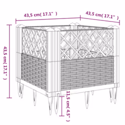 vidaXL Garden Planter with Pegs Raised Bed Outdoor Flower Pot Planter Pot PP - white, 43,5 x 43,5 x 43,5 cm - Additional view 7