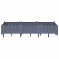vidaXL Garden Planter with Pegs Raised Bed Outdoor Flower Pot Planter Pot PP - grey, 125 x 40 x 28,5 cm