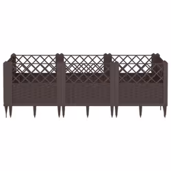 vidaXL Garden Planter with Pegs Raised Bed Outdoor Flower Pot Planter Pot PP - brown, 123,5 x 43,5 x 43,5 cm