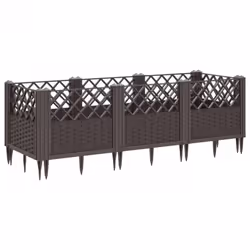 vidaXL Garden Planter with Pegs Raised Bed Outdoor Flower Pot Planter Pot PP - brown, 123,5 x 43,5 x 43,5 cm - Additional view 4