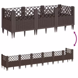 vidaXL Garden Planter with Pegs Raised Bed Outdoor Flower Pot Planter Pot PP - brown, 123,5 x 43,5 x 43,5 cm - Additional view 5