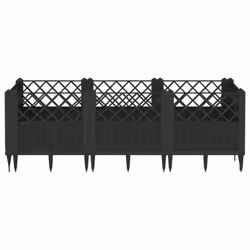 vidaXL Garden Planter with Pegs Raised Bed Outdoor Flower Pot Planter Pot PP - black, 123,5 x 43,5 x 43,5 cm - Additional view 2