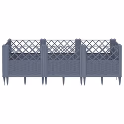 vidaXL Garden Planter with Pegs Raised Bed Outdoor Flower Pot Planter Pot PP - grey, 123,5 x 43,5 x 43,5 cm