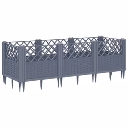 vidaXL Garden Planter with Pegs Raised Bed Outdoor Flower Pot Planter Pot PP - grey, 123,5 x 43,5 x 43,5 cm - Additional view 4
