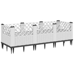 vidaXL Garden Planter with Pegs Raised Bed Outdoor Flower Pot Planter Pot PP - white, 123,5 x 43,5 x 43,5 cm
