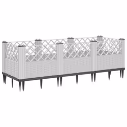 vidaXL Garden Planter with Pegs Raised Bed Outdoor Flower Pot Planter Pot PP - white, 123,5 x 43,5 x 43,5 cm - Additional view 4