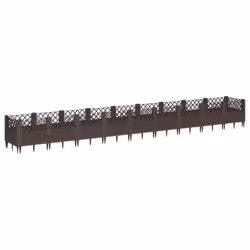 vidaXL Garden Planter with Pegs Raised Bed Outdoor Flower Pot Planter Pot PP - brown, 363,5 x 43,5 x 43,5 cm