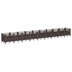 vidaXL Garden Planter with Pegs Raised Bed Outdoor Flower Pot Planter Pot PP - brown, 363,5 x 43,5 x 43,5 cm