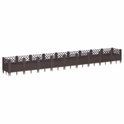vidaXL Garden Planter with Pegs Raised Bed Outdoor Flower Pot Planter Pot PP - brown, 363,5 x 43,5 x 43,5 cm - Additional view 4