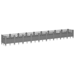 vidaXL Garden Planter with Pegs Raised Bed Outdoor Flower Pot Planter Pot PP - light grey, 363,5 x 43,5 x 43,5 cm