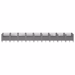 vidaXL Garden Planter with Pegs Raised Bed Outdoor Flower Pot Planter Pot PP - light grey, 363,5 x 43,5 x 43,5 cm
