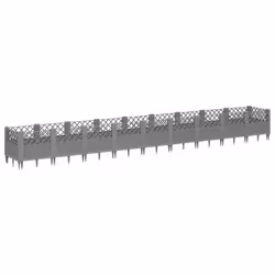 vidaXL Garden Planter with Pegs Raised Bed Outdoor Flower Pot Planter Pot PP - light grey, 363,5 x 43,5 x 43,5 cm - Additional view 4