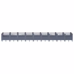 vidaXL Garden Planter with Pegs Raised Bed Outdoor Flower Pot Planter Pot PP - grey, 363,5 x 43,5 x 43,5 cm