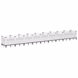 vidaXL Garden Planter with Pegs Raised Bed Outdoor Flower Pot Planter Pot PP - white, 363,5 x 43,5 x 43,5 cm - Additional view 4
