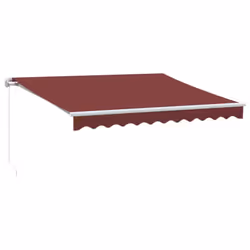 vidaXL Manual Retractable Awning Shelter Outdoor Awning Folding Arm with LED - burgundy and white, 300 x 250 cm