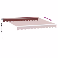 vidaXL Automatic Retractable Awning Sunshade Garden Canopy Outdoor Awning Shed - burgundy and white, 300 x 250 cm - Additional view 4