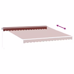 vidaXL Manual Retractable Awning Shelter Outdoor Awning Folding Arm with LED - burgundy and white, 400 x 300 cm - Additional view 5