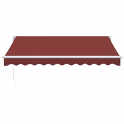 vidaXL Retractable Awning Door Canopy Garden Patio Awning Fabric and Aluminium - burgundy and white, 300 x 250 cm - Additional view 2