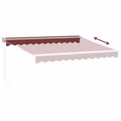 vidaXL Retractable Awning Door Canopy Garden Patio Awning Fabric and Aluminium - burgundy and white, 300 x 250 cm - Additional view 4