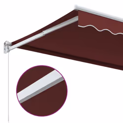 vidaXL Retractable Awning Door Canopy Garden Patio Awning Fabric and Aluminium - burgundy and white, 300 x 250 cm - Additional view 6