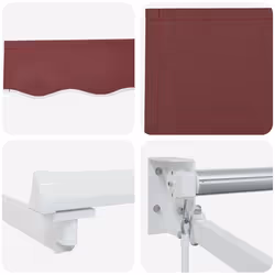 vidaXL Retractable Awning Door Canopy Garden Patio Awning Fabric and Aluminium - burgundy and white, 400 x 300 cm - Additional view 8