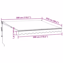 vidaXL Automatic Retractable Awning Outdoor Privacy Screen Burgundy 300x250 cm - burgundy and white, 300 x 250 cm