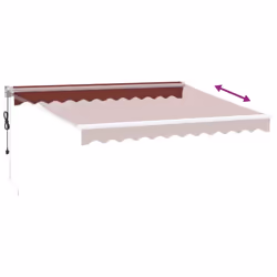 vidaXL Automatic Retractable Awning Outdoor Privacy Screen Burgundy 300x250 cm - burgundy and white, 300 x 250 cm - Additional view 4