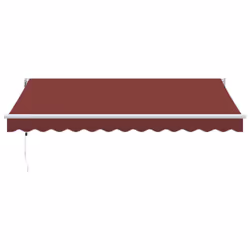 vidaXL Automatic Retractable Awning Outdoor Privacy Screen Burgundy 300x250 cm - burgundy and white, 350 x 250 cm