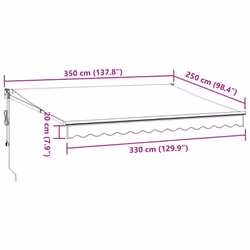 vidaXL Automatic Retractable Awning Outdoor Privacy Screen Burgundy 300x250 cm - burgundy and white, 350 x 250 cm