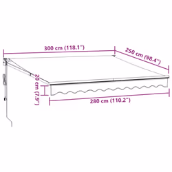 vidaXL Retractable Awning Fabric and Aluminium - burgundy, 300 x 250 cm