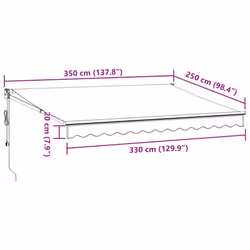 vidaXL Retractable Awning Fabric and Aluminium - burgundy, 350 x 250 cm