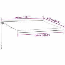 vidaXL Manual Cassette Awning Retractable Window Canopy Shade Patio Awning - burgundy and white, 300 x 250 cm