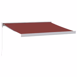 vidaXL Manual Cassette Awning Retractable Window Canopy Shade Patio Awning - burgundy and white, 350 x 250 cm