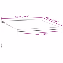 vidaXL Manual Cassette Awning Retractable Window Canopy Shade Patio Awning - burgundy and white, 350 x 250 cm