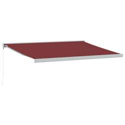 vidaXL Manual Cassette Awning Retractable Window Canopy Shade Patio Awning - burgundy and white, 400 x 300 cm