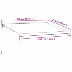 vidaXL Manual Cassette Awning Retractable Window Canopy Shade Patio Awning - burgundy, 300 x 250 cm